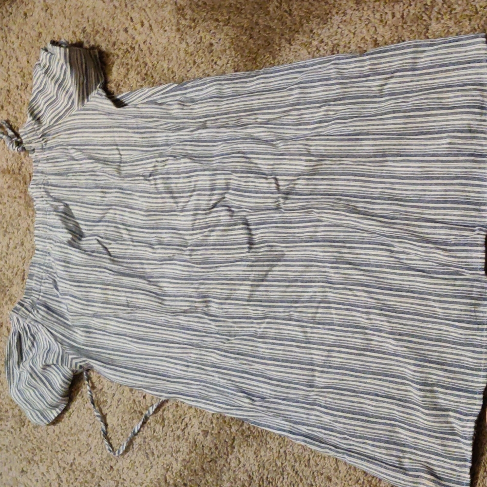 Blue and white striped short dress